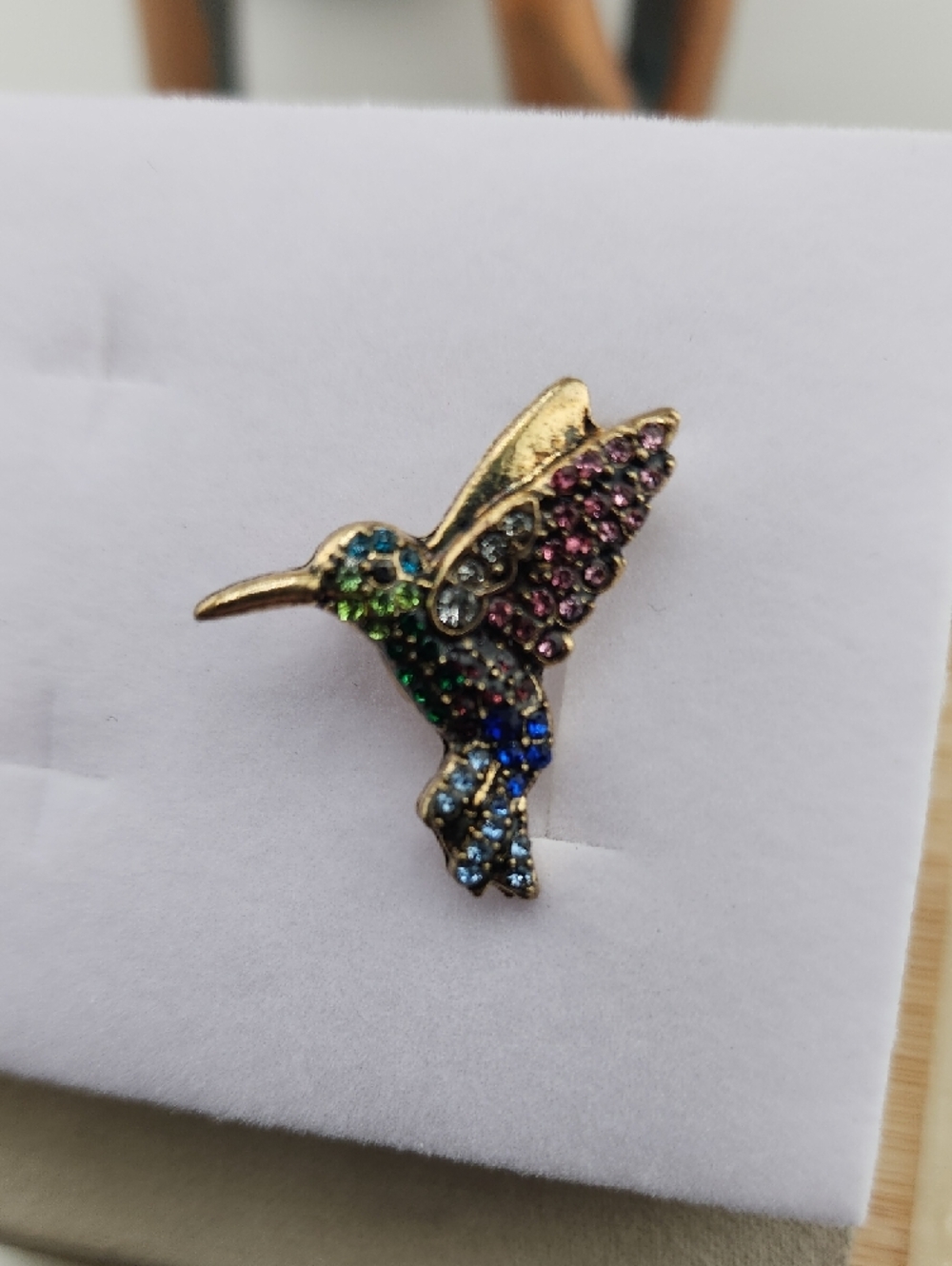 Multicolor Crystal Hummingbird Brooch - Picture 3 of 5